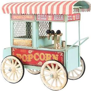 Clayre & Eef Decoratie Miniatuur 24x15x24 cm Blauw Rood Ijzer Popcorn