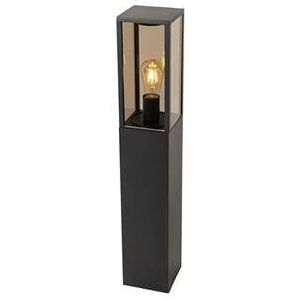 QAZQA Staande buitenlamp zwart met smoke 80 cm IP44 - Charlois