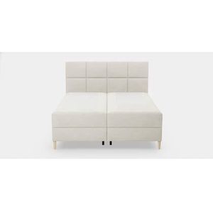 NADUVI Collection - Boxspring Quadro - Fluweel - Cremekleurig - Opbergruimte