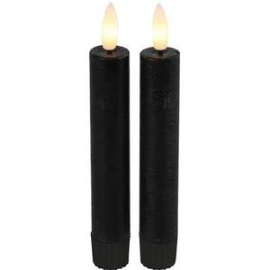 Countryfield Led kaarsen|dinerkaarsen - 2x stuks - zwart - 15 cm