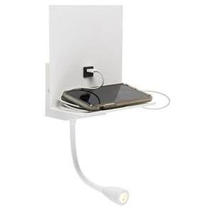 QAZQA Moderne wandlamp wit met USB en flexarm - Flero