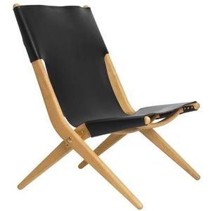Audo Copenhagen Saxe fauteuil naturel eiken, zwart leder