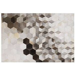 Beliani-SASON-Patchwork vloerkleed-Beige-160 x 230 cm-Koeienhuid leer