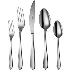 Sola Florence Bestekset 8 Persoons - 70 Delig RVS Bestek Set - Zilverwit Edelstaal 18/10 - Vaatwasserbestendig - Zilver