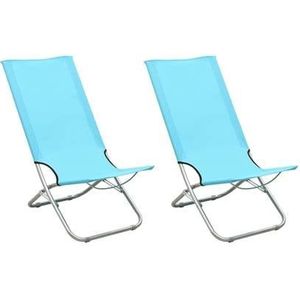 vidaXL Strandstoelen 2 st inklapbaar stof turquoise