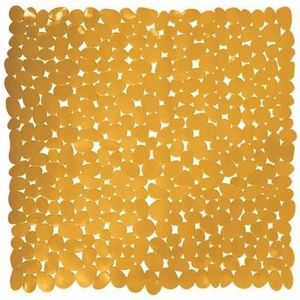 MSV Douche/bad anti-slip mat - badkamer - pvc - saffraan geel - 53 x 53 cm - zuignappen - steentjes motief