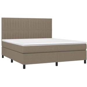 vidaXL Boxspring met matras stof taupe 160x200 cm