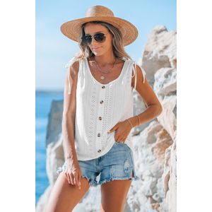 Tanktop met strikbandjes en oogjes