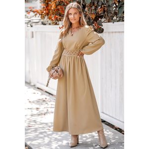 Zandgeborduurde maxi-jurk van kant