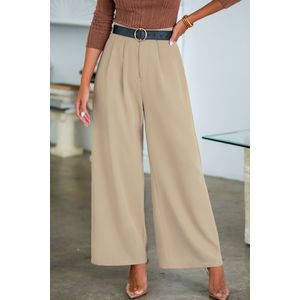 Abrikoos Pintuck-broek met rechte pijpen