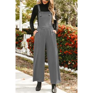 Houtskool overall jumpsuit met wijde pijpen