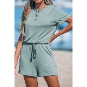 Aqua jersey romper met ronde hals en korte mouwen