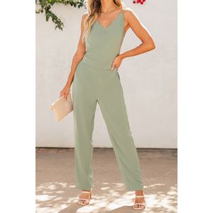Salie geschulpte hals mouwloze jumpsuit met wijde pijpen