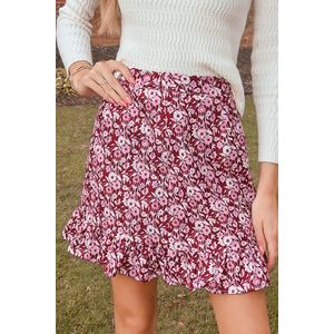 Ditsy gegolfde minirok met bloemenprint