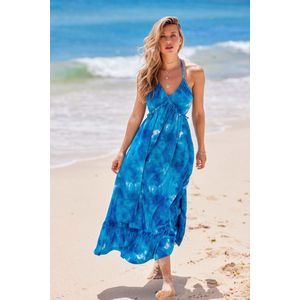 Maxi-jerseyjurk met tie-dye en ruches