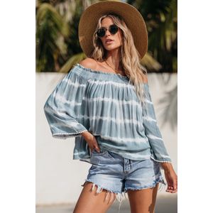 Off-shoulder top met tie-dye strepen