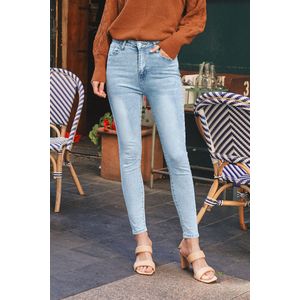 Stonewash skinny jeans met hoge taille