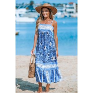 Boho bloemen ruches slipdress