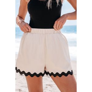 Abrikoos geschulpte elastische taille shorts