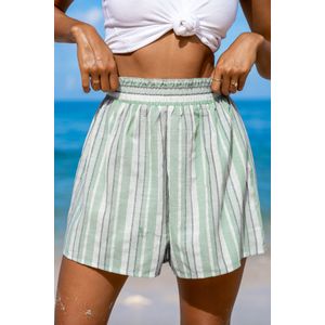 Seafoam en beige gestreepte short met hoge taille