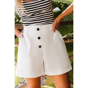 Witte short met rechte pijpen en elastische taille