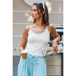 Witte kanten cami met ronde hals
