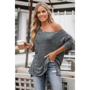 Gemêleerd gebreide T-shirt met opgestikte zak