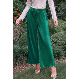 Smaragdgroene geplooide broek met rechte pijpen