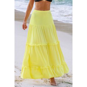 Gele gegolfde kanten maxirok