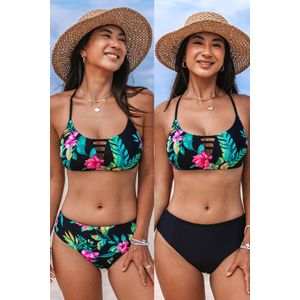 Set van diep jungle tropisch bikinitopje en omkeerbaar broekje