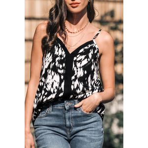 Cami met V-hals en abstracte print