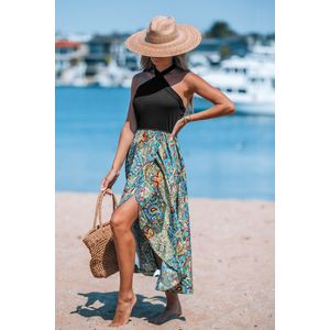 Midi-jurk met paisley halternek en superplie rok