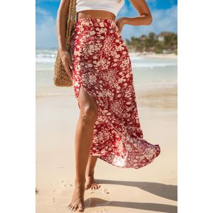 Rode en gele bloemen maxi rok