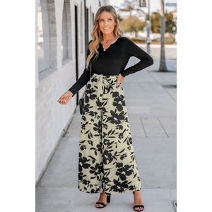 Jumpsuit met splithals en stropdas aan de voorkant