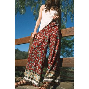 Bloemen Boho gesmokte taille broek