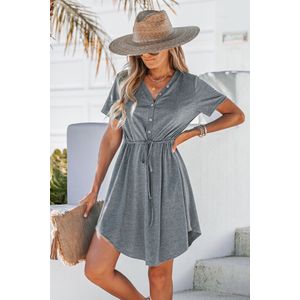 Mini-jurk met V-hals en knopen aan de voorkant