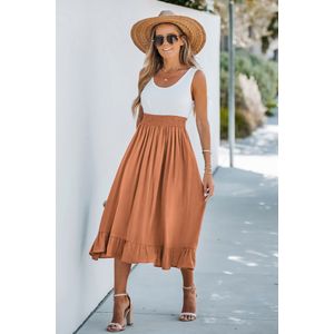 Mouwloze maxi-jurk met ronde hals en gesmokte taille