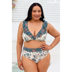 Tranquility zeewier top met vetersluiting en sjerp Grote maten bikiniset
