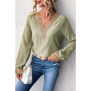 Lucky Star Chevron top met kleurvlakken en kanten rand