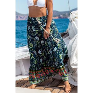 Maxi-rok met uitlopende bloemen en kwastjes