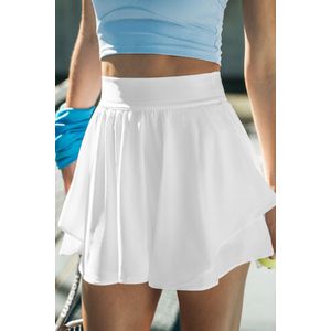 Witte actieve skort met ruches