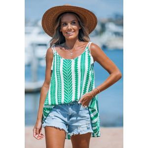 Groen-witte geo-tanktop met kwastjes
