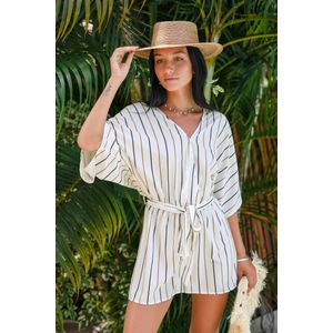 Gestreepte romper met wijde mouwen