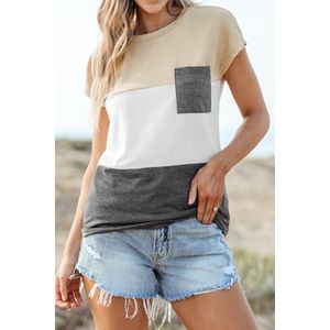 Neutraal T-shirt met colorblock-zak