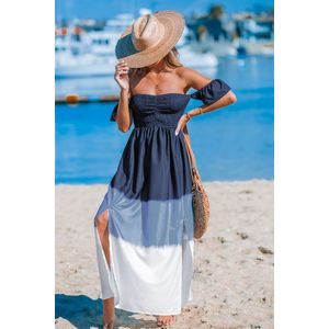 Blauwe ombre liefje off-shoulder maxi-jurk met fladdermouwen