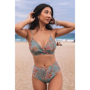 Set met gebloemde bikinitop en hoogbouwbroekje