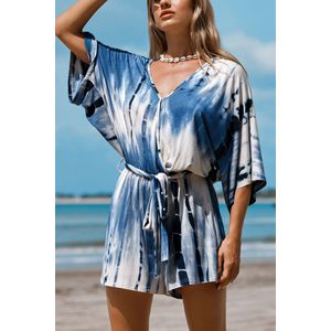 Blauw en wit tie-dye romper