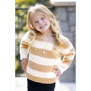 Herfstbladeren gestreepte trui met V-hals voor meisjes