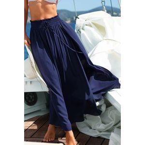 Blauwe gesmokte taille maxi rok