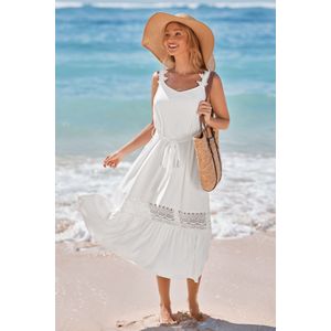 Midi-jurk met poederkant en strik